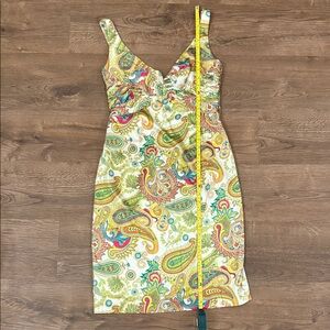 David Meister Silk Multicolor Paisley knee length Dress Size 6